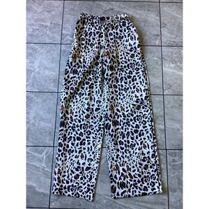 Helene Berman London Leopard Print Palazzo Trousers Wide Leg Pants PW04 Size 10